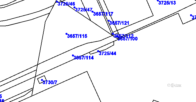 Parcela st. 3725/44 v KÚ Podmokly, Katastrální mapa