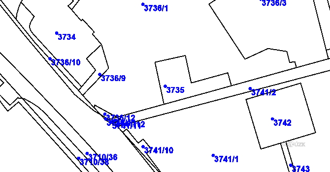 Parcela st. 3735 v KÚ Podmokly, Katastrální mapa