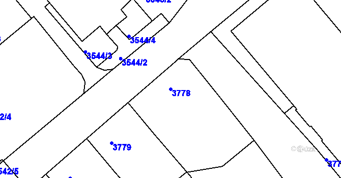 Parcela st. 3778 v KÚ Podmokly, Katastrální mapa
