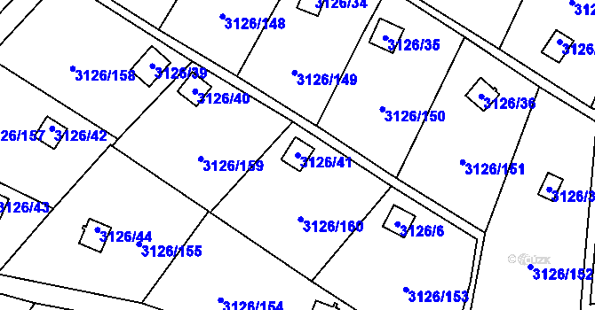 Parcela st. 3126/41 v KÚ Podmokly, Katastrální mapa
