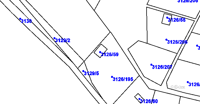 Parcela st. 3126/59 v KÚ Podmokly, Katastrální mapa