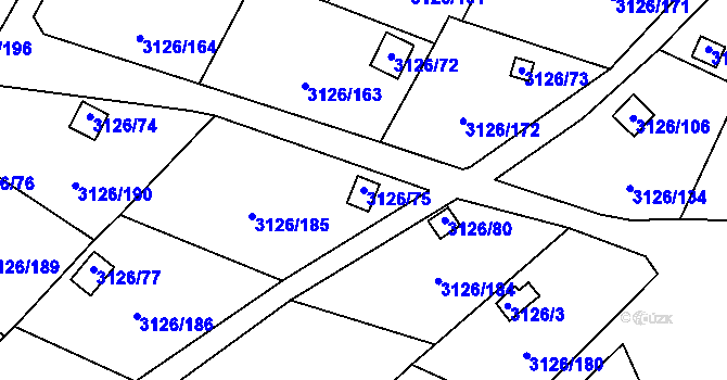 Parcela st. 3126/75 v KÚ Podmokly, Katastrální mapa