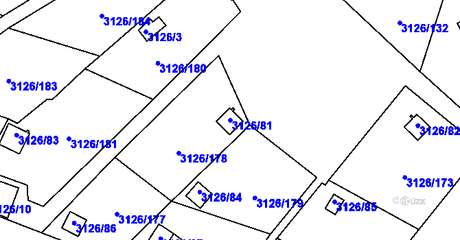 Parcela st. 3126/81 v KÚ Podmokly, Katastrální mapa