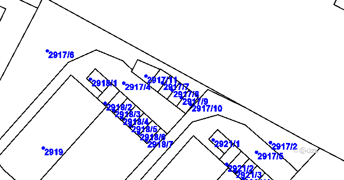 Parcela st. 2917/8 v KÚ Podmokly, Katastrální mapa