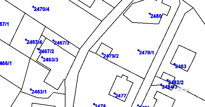 Parcela st. 2479/2 v KÚ Podmokly, Katastrální mapa