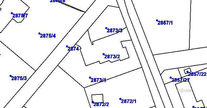 Parcela st. 2873/2 v KÚ Podmokly, Katastrální mapa