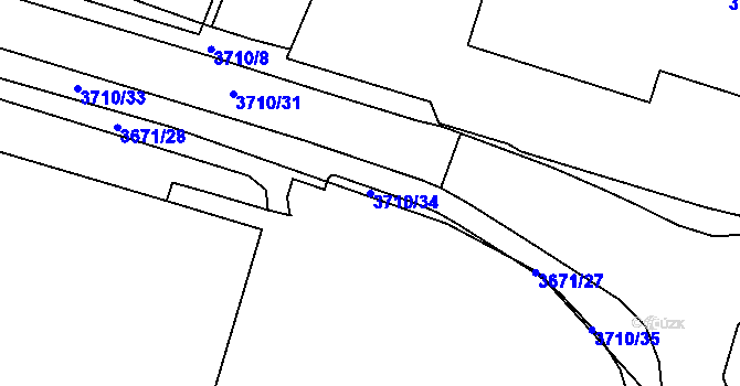 Parcela st. 3710/34 v KÚ Podmokly, Katastrální mapa