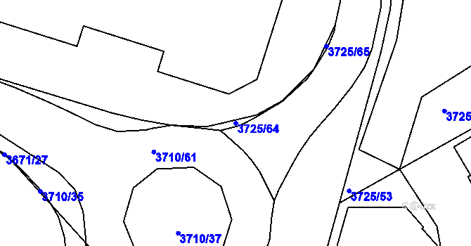 Parcela st. 3725/64 v KÚ Podmokly, Katastrální mapa