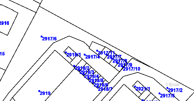 Parcela st. 2917/11 v KÚ Podmokly, Katastrální mapa