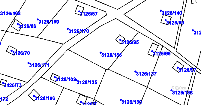 Parcela st. 3126/136 v KÚ Podmokly, Katastrální mapa