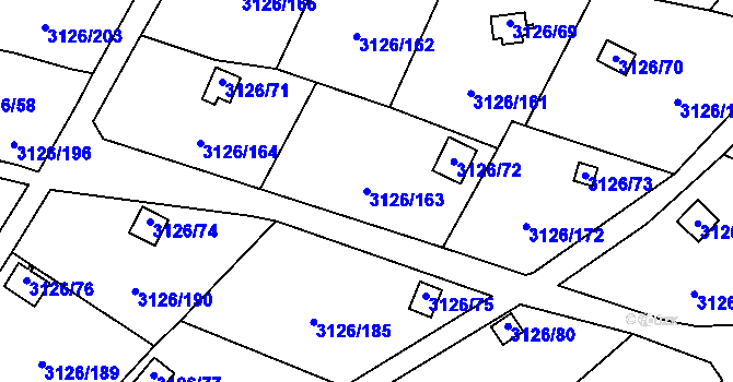 Parcela st. 3126/163 v KÚ Podmokly, Katastrální mapa