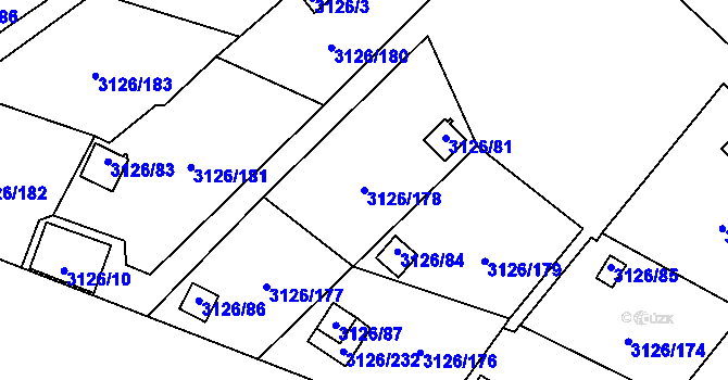 Parcela st. 3126/178 v KÚ Podmokly, Katastrální mapa