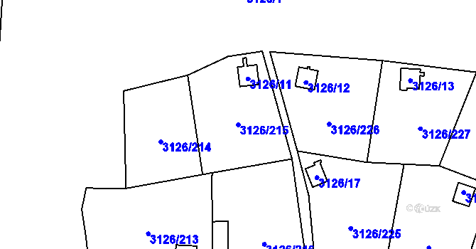Parcela st. 3126/215 v KÚ Podmokly, Katastrální mapa