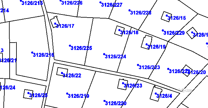 Parcela st. 3126/224 v KÚ Podmokly, Katastrální mapa