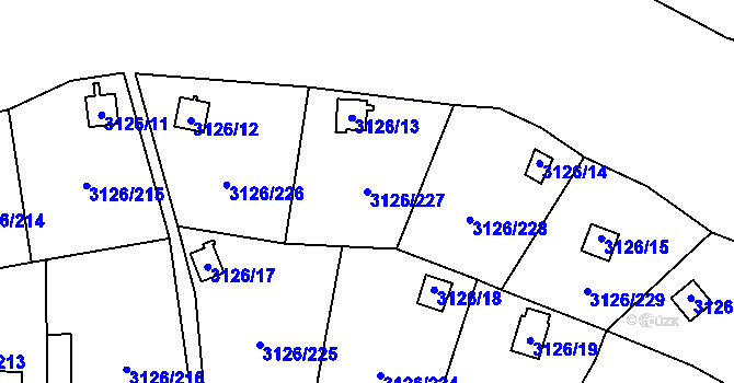 Parcela st. 3126/227 v KÚ Podmokly, Katastrální mapa