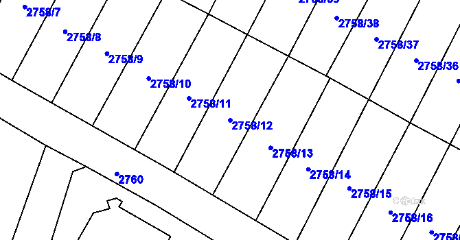 Parcela st. 2758/12 v KÚ Podmokly, Katastrální mapa