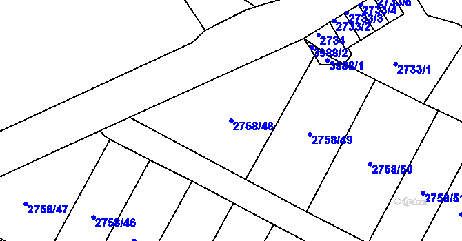 Parcela st. 2758/48 v KÚ Podmokly, Katastrální mapa
