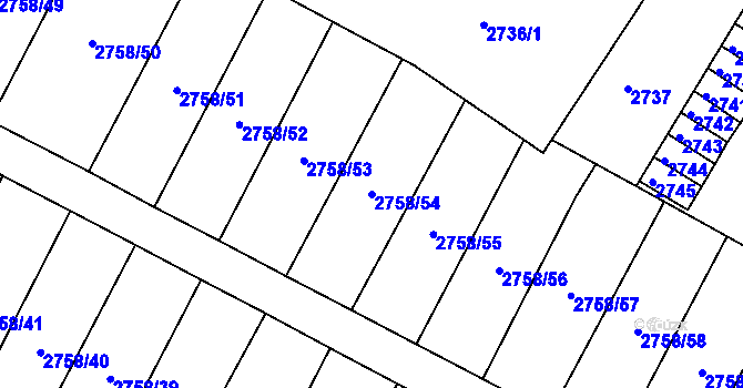 Parcela st. 2758/54 v KÚ Podmokly, Katastrální mapa