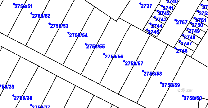 Parcela st. 2758/56 v KÚ Podmokly, Katastrální mapa