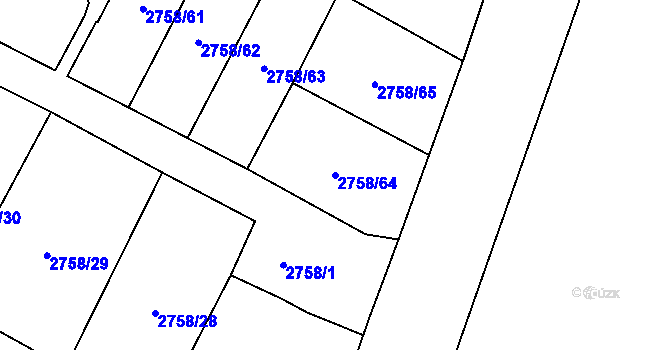 Parcela st. 2758/64 v KÚ Podmokly, Katastrální mapa