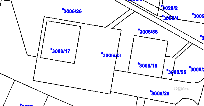 Parcela st. 3006/33 v KÚ Podmokly, Katastrální mapa