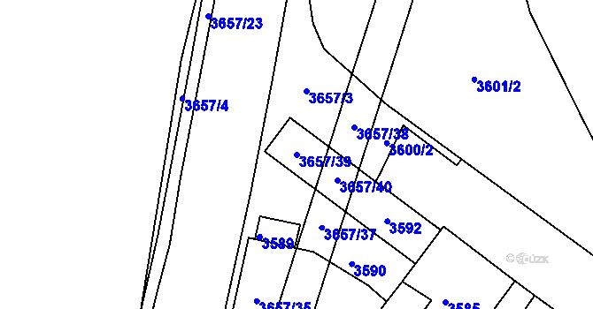 Parcela st. 3657/39 v KÚ Podmokly, Katastrální mapa