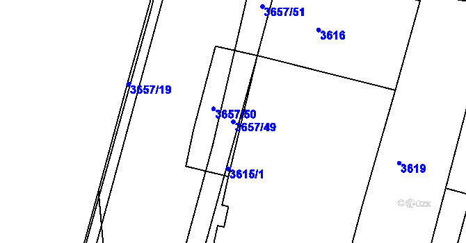 Parcela st. 3657/49 v KÚ Podmokly, Katastrální mapa