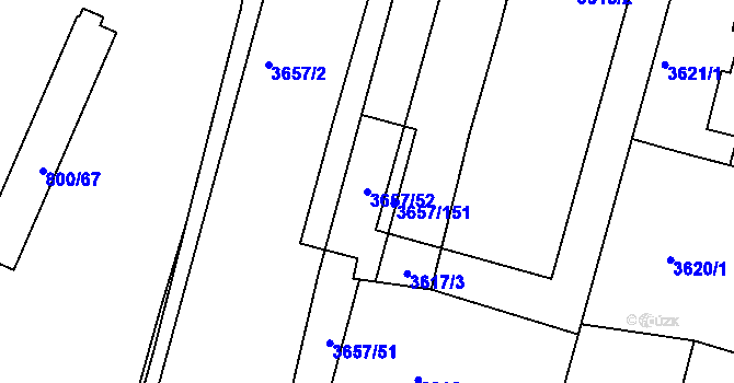 Parcela st. 3657/52 v KÚ Podmokly, Katastrální mapa