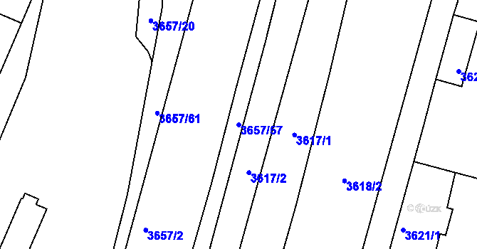 Parcela st. 3657/57 v KÚ Podmokly, Katastrální mapa