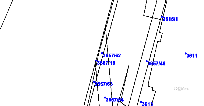 Parcela st. 3657/62 v KÚ Podmokly, Katastrální mapa