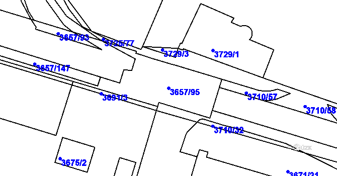 Parcela st. 3657/95 v KÚ Podmokly, Katastrální mapa