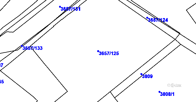 Parcela st. 3657/125 v KÚ Podmokly, Katastrální mapa