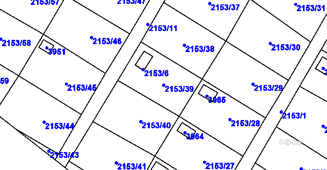 Parcela st. 2153/39 v KÚ Podmokly, Katastrální mapa