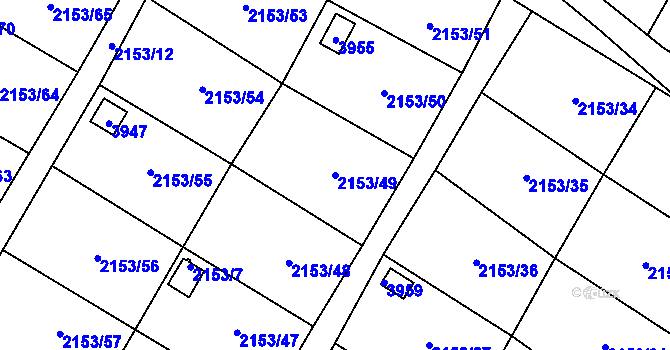 Parcela st. 2153/49 v KÚ Podmokly, Katastrální mapa