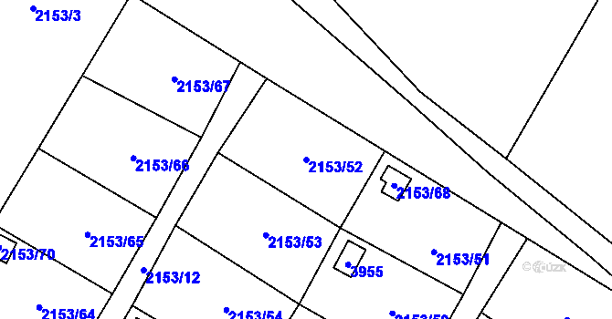 Parcela st. 2153/52 v KÚ Podmokly, Katastrální mapa