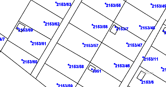 Parcela st. 2153/57 v KÚ Podmokly, Katastrální mapa