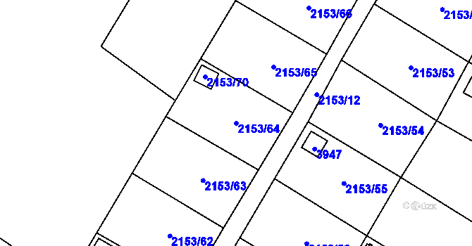 Parcela st. 2153/64 v KÚ Podmokly, Katastrální mapa