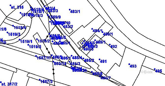 Parcela st. 484/6 v KÚ Podmokly, Katastrální mapa