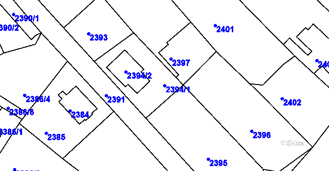 Parcela st. 2394/1 v KÚ Podmokly, Katastrální mapa