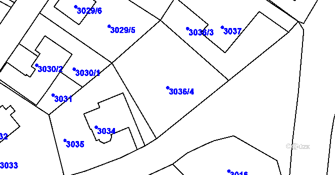 Parcela st. 3036/4 v KÚ Podmokly, Katastrální mapa