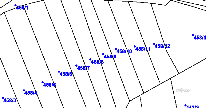 Parcela st. 458/9 v KÚ Podmokly, Katastrální mapa