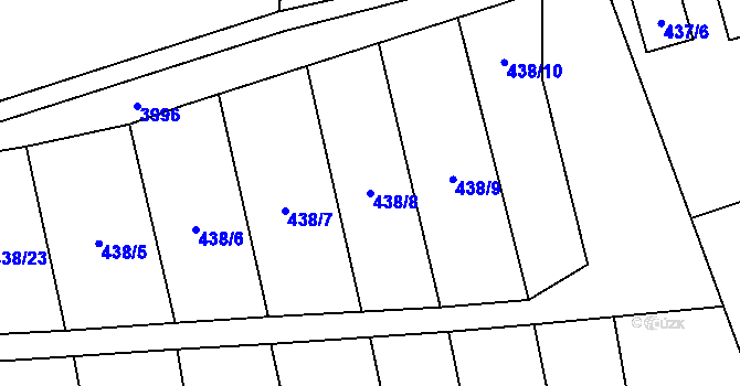 Parcela st. 438/8 v KÚ Podmokly, Katastrální mapa