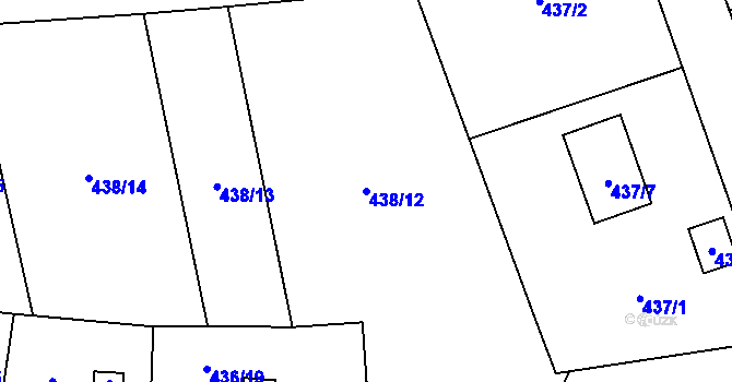 Parcela st. 438/12 v KÚ Podmokly, Katastrální mapa