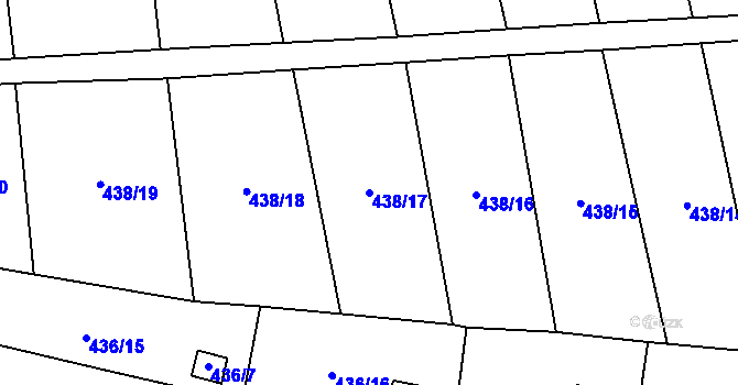 Parcela st. 438/17 v KÚ Podmokly, Katastrální mapa