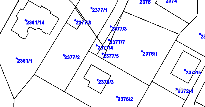 Parcela st. 2377/5 v KÚ Podmokly, Katastrální mapa