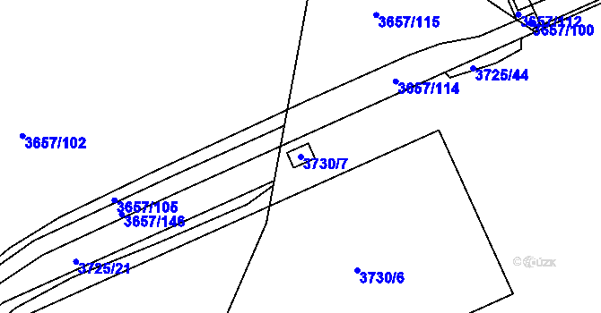 Parcela st. 3730/7 v KÚ Podmokly, Katastrální mapa