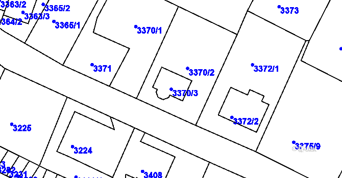 Parcela st. 3370/3 v KÚ Podmokly, Katastrální mapa