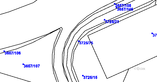 Parcela st. 3725/75 v KÚ Podmokly, Katastrální mapa