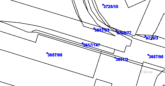Parcela st. 3657/147 v KÚ Podmokly, Katastrální mapa