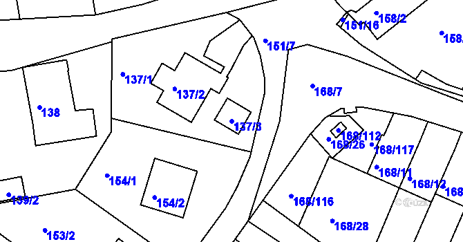 Parcela st. 137/3 v KÚ Podmokly, Katastrální mapa